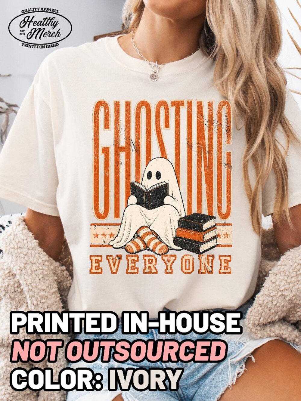 Ghosting Everyone Funny Introvert Halloween Shirt Comfort Colors Ivory